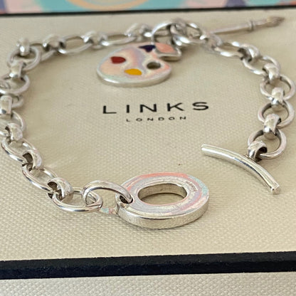 Links of London T-Bar Signature Bracelet with the Artist Pallet and Brush Charm.