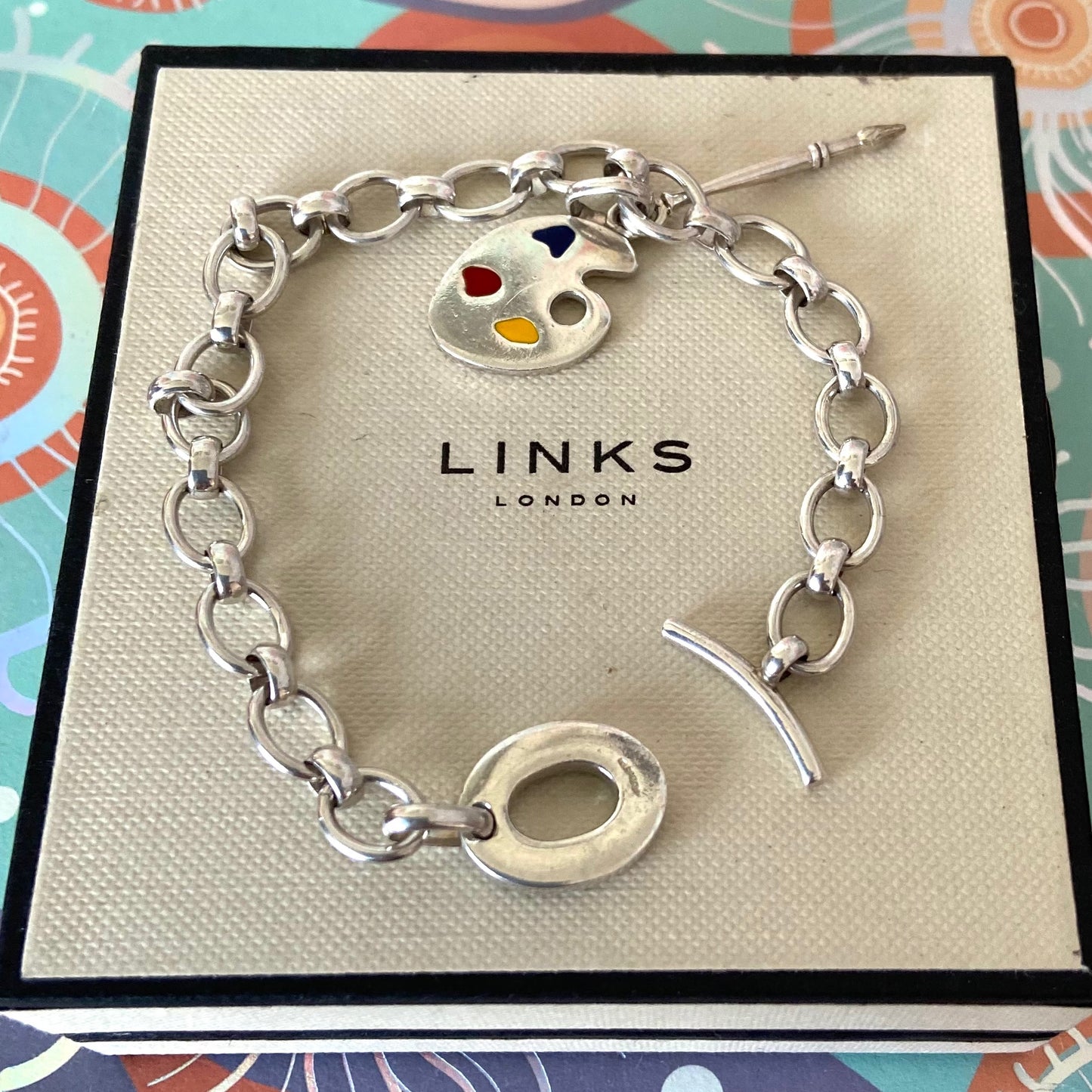 Links of London T-Bar Signature Bracelet with the Artist Pallet and Brush Charm.