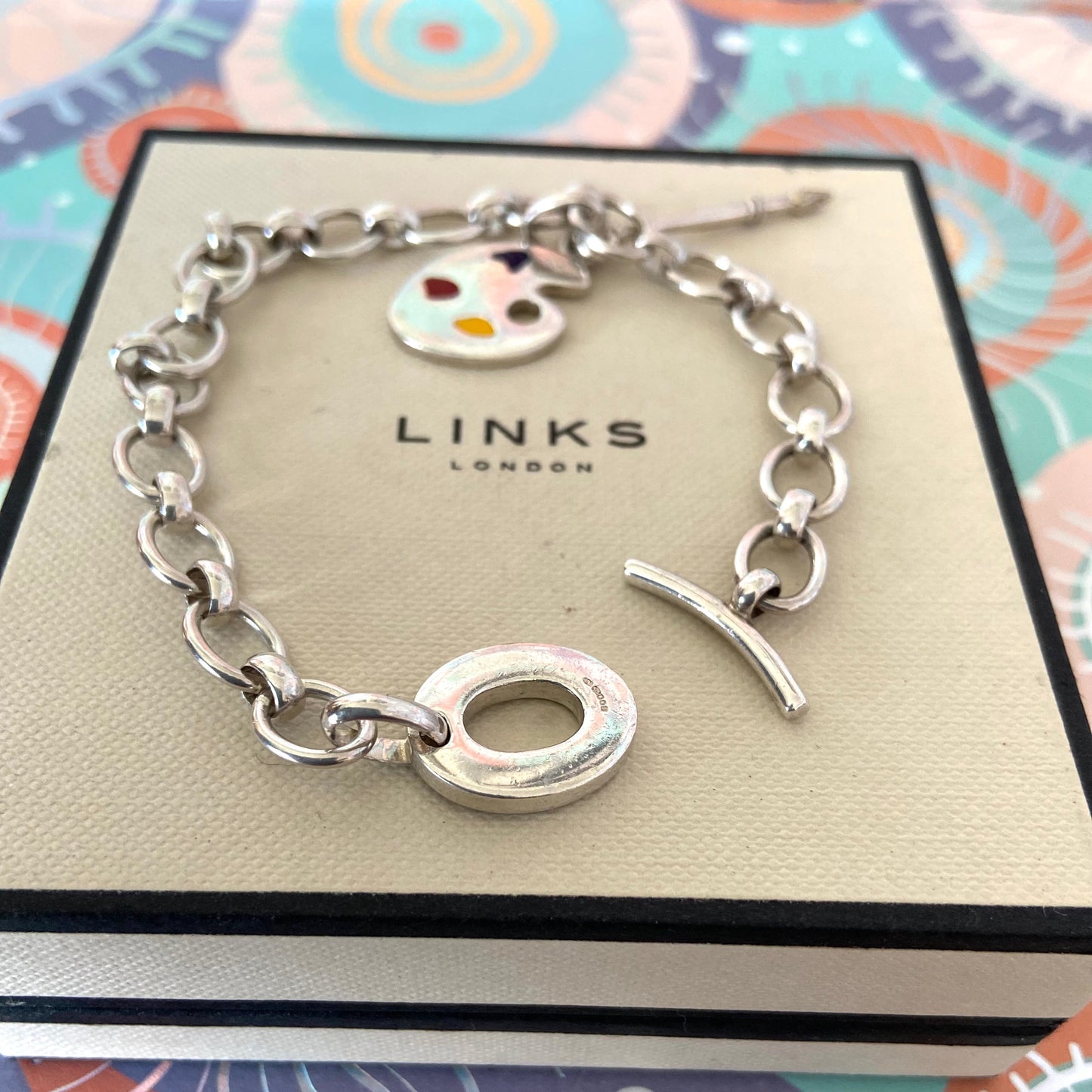 Links of London T-Bar Signature Bracelet with the Artist Pallet and Brush Charm.