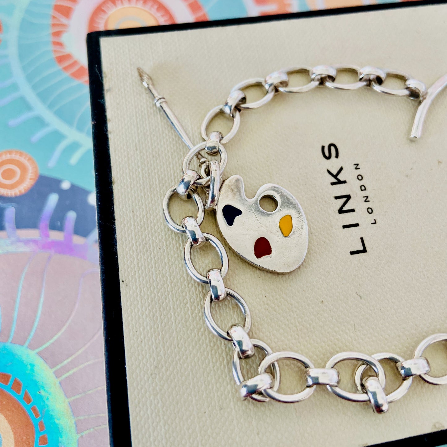 Links of London T-Bar Signature Bracelet with the Artist Pallet and Brush Charm.