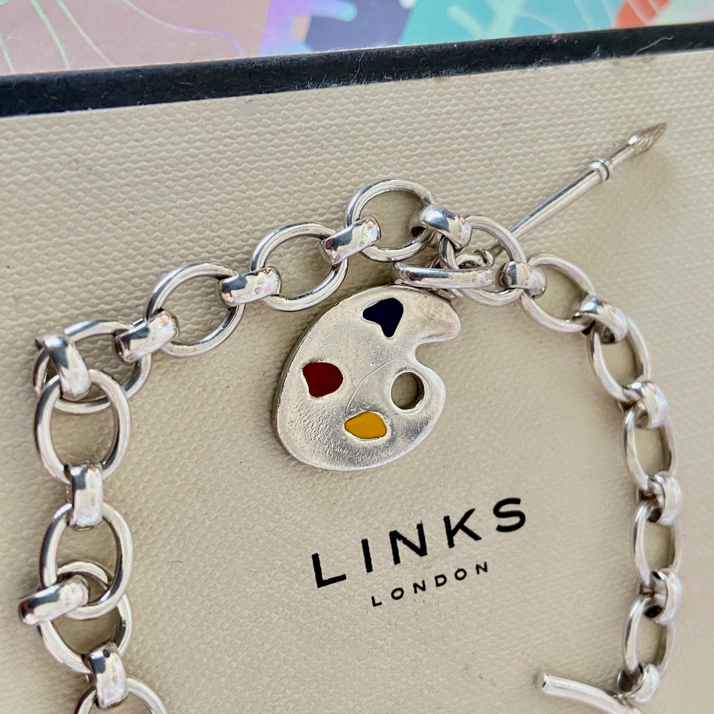 Links of London T-Bar Signature Bracelet with the Artist Pallet and Brush Charm.