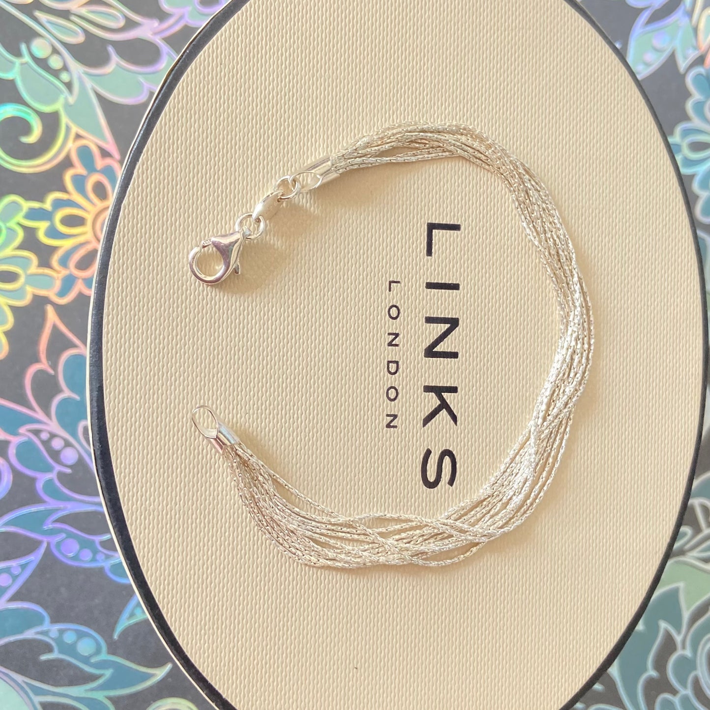 Links of London Sterling Silver Silk Bracelet with 10 strands  Size Small  17cm end to end