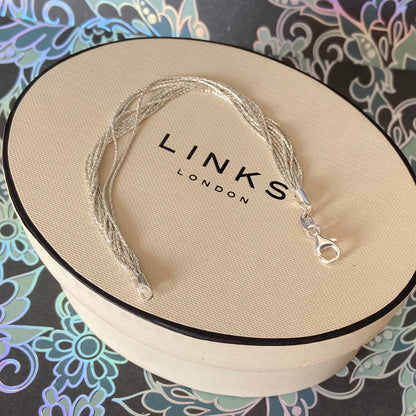 Links of London Sterling Silver Silk Bracelet with 10 strands  Size Small  17cm end to end