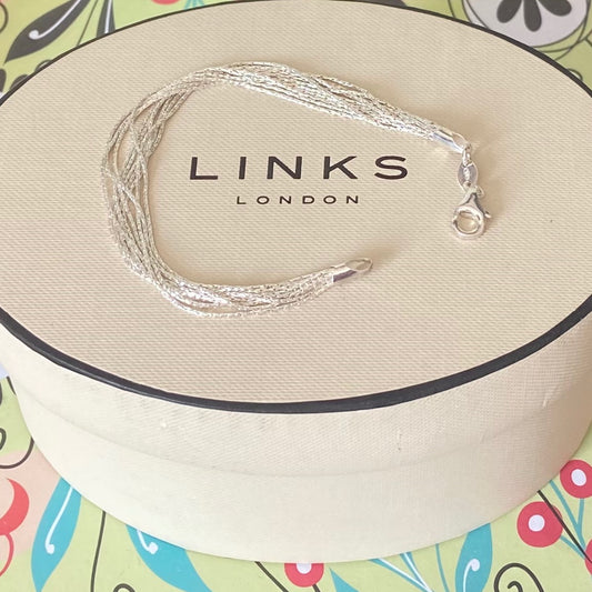 Links of London Sterling Silver Silk Bracelet with 10 strands  Size Small  17cm end to end