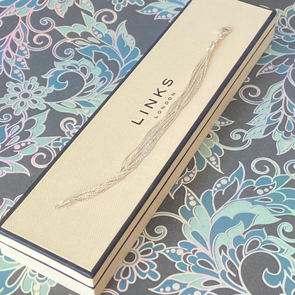 Links of London Sterling Silver Silk Bracelet with 10 strands  Size Small  17cm end to end