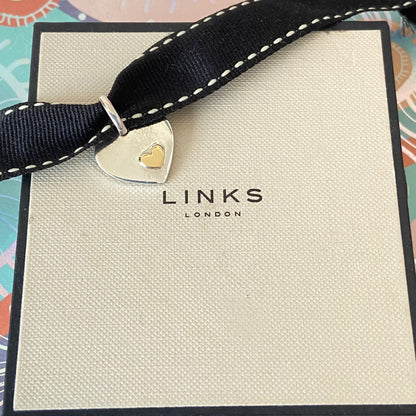 Links of London Sterling Silver Heart with a small gold Heart
