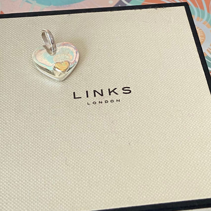 Links of London Sterling Silver Heart with a small gold Heart