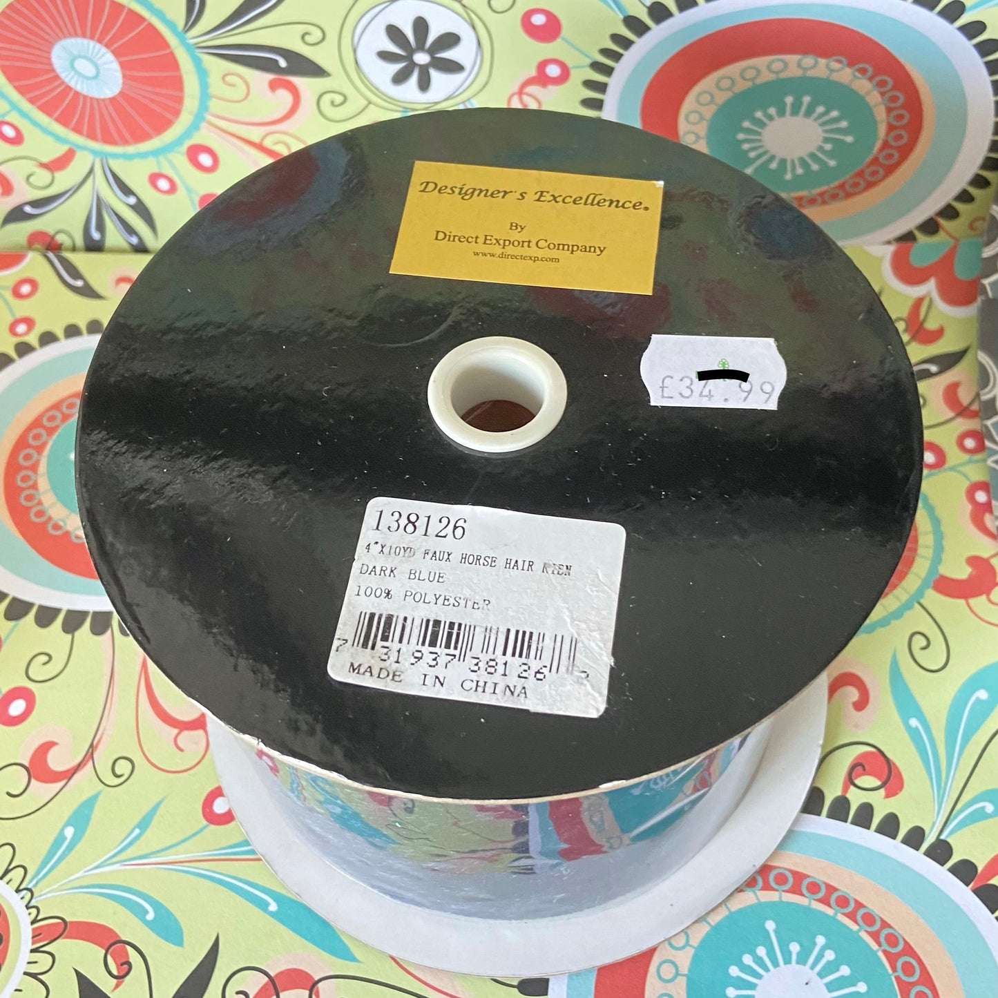 Dark Blue 4" x 10yd Faux Horse Hair  Craft Ribbon
