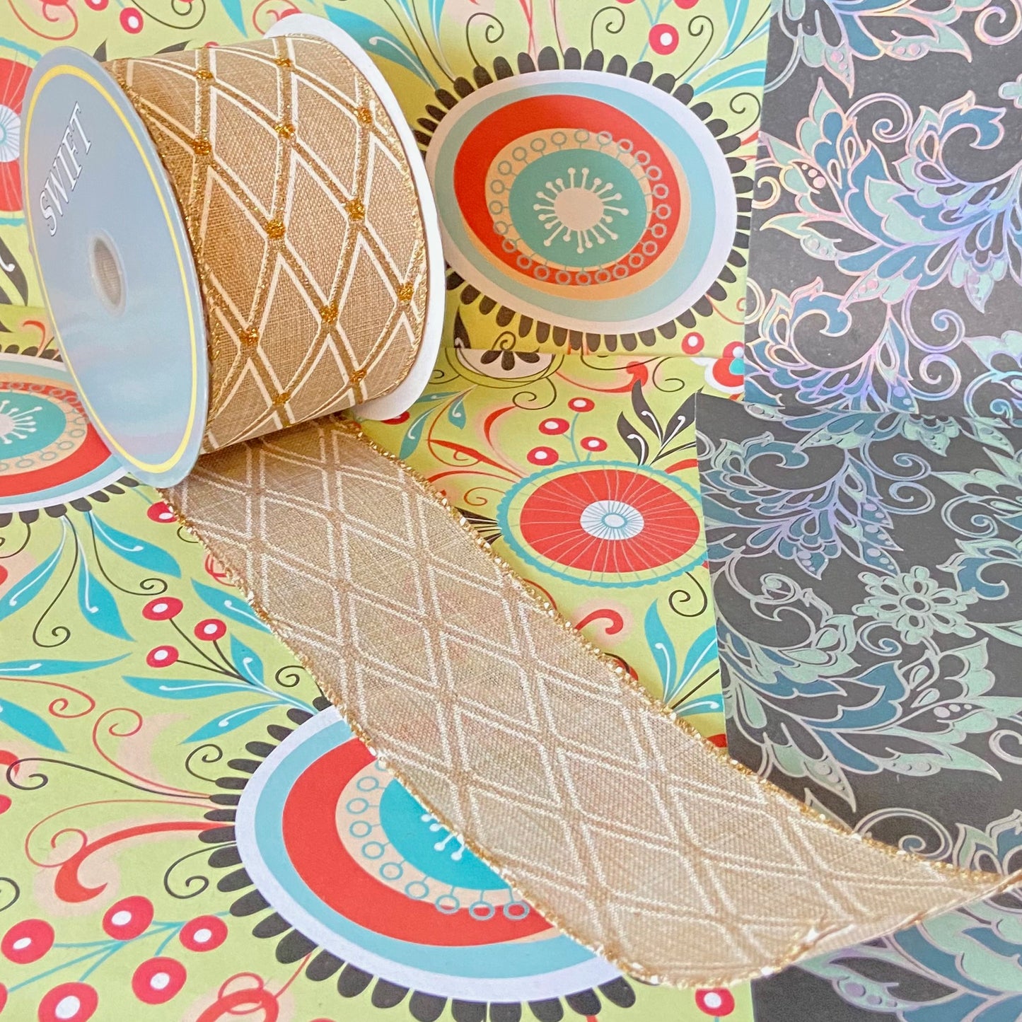 Harlequin Style 2.5" x 10 Yard Ribbon Garland