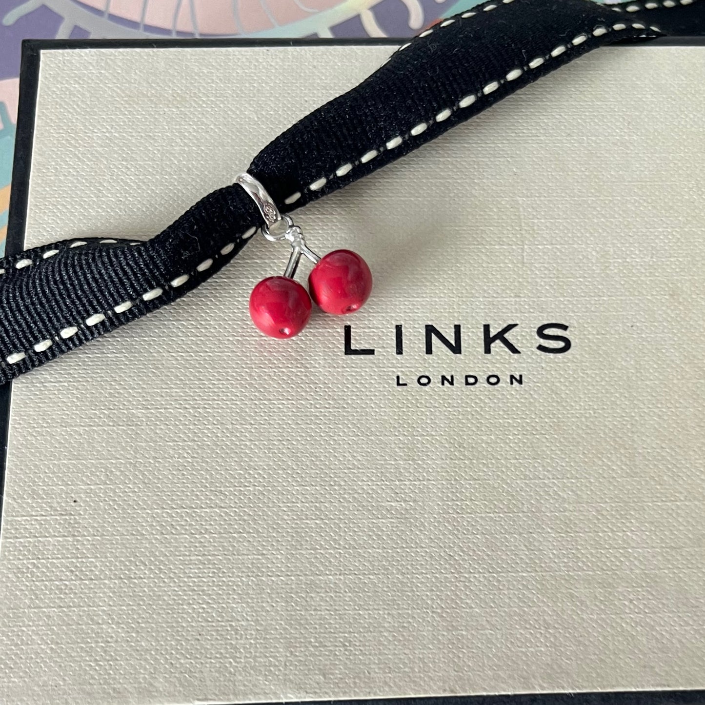 Links of London Sterling Silver two Cherry Charm with Red Enamel.  Perfect New be the first to own this.
