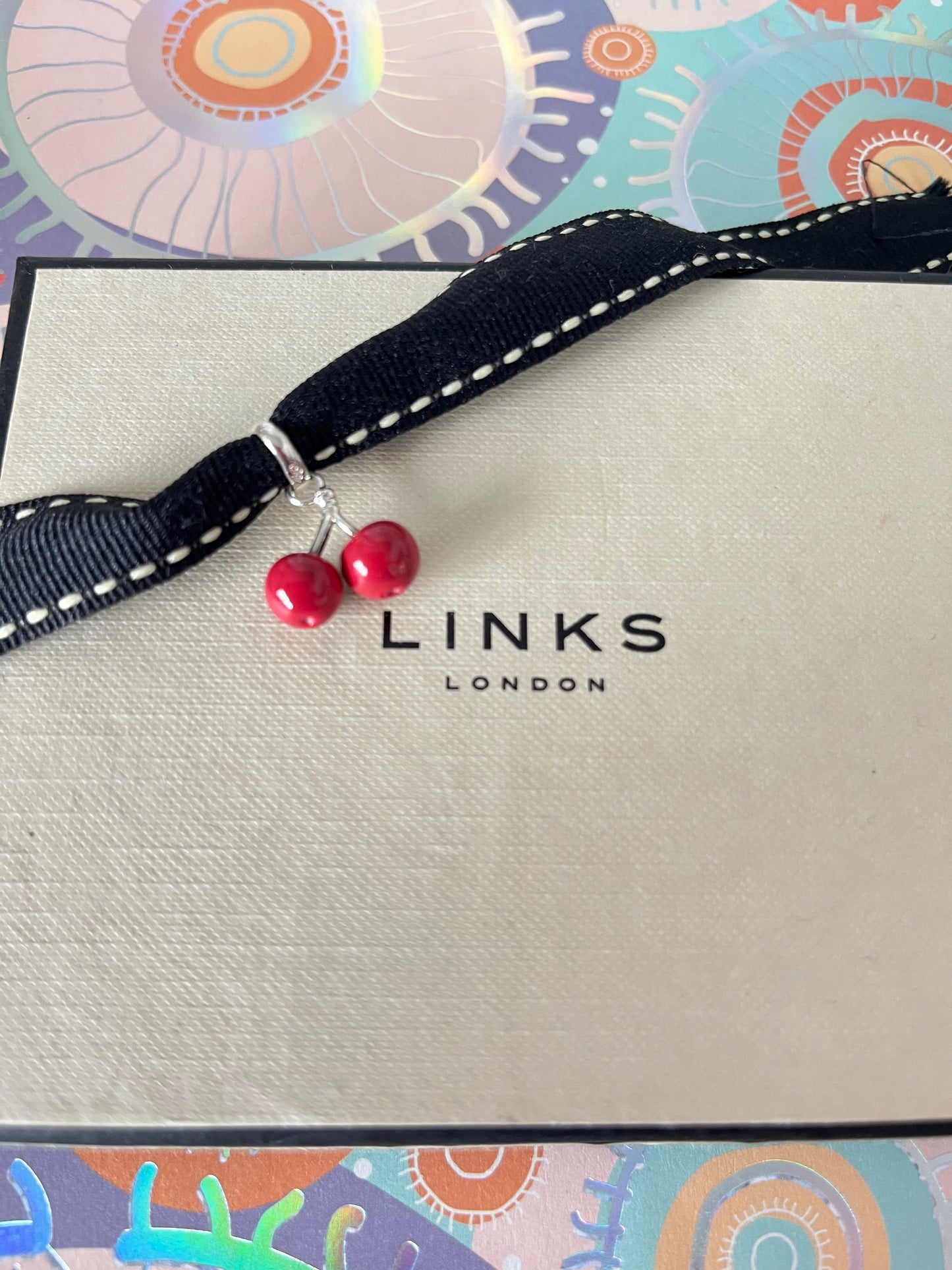Links of London Sterling Silver two Cherry Charm with Red Enamel.  Perfect New be the first to own this.