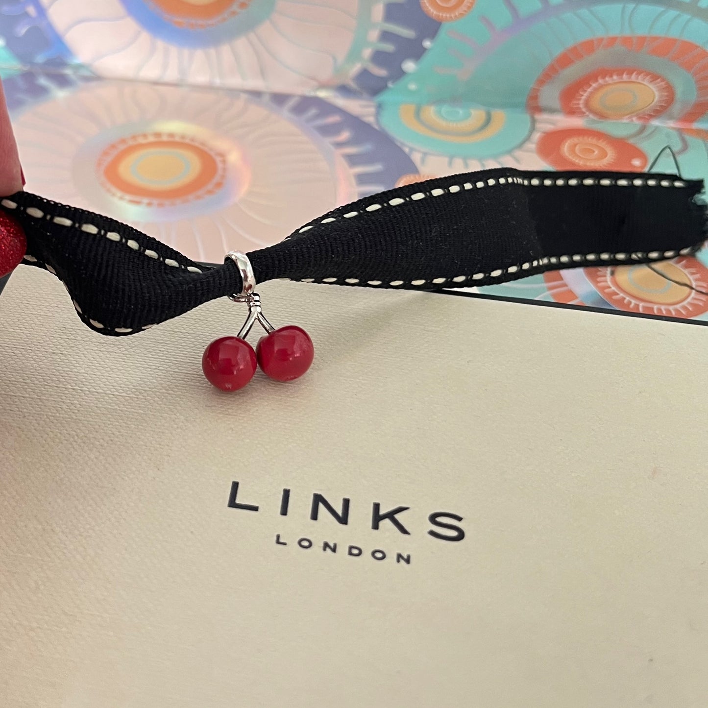 Links of London Sterling Silver two Cherry Charm with Red Enamel.  Perfect New be the first to own this.