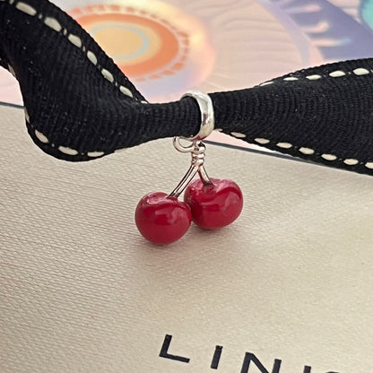 Links of London Sterling Silver two Cherry Charm with Red Enamel.  Perfect New be the first to own this.
