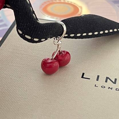 Links of London Sterling Silver two Cherry Charm with Red Enamel.  Perfect New be the first to own this.