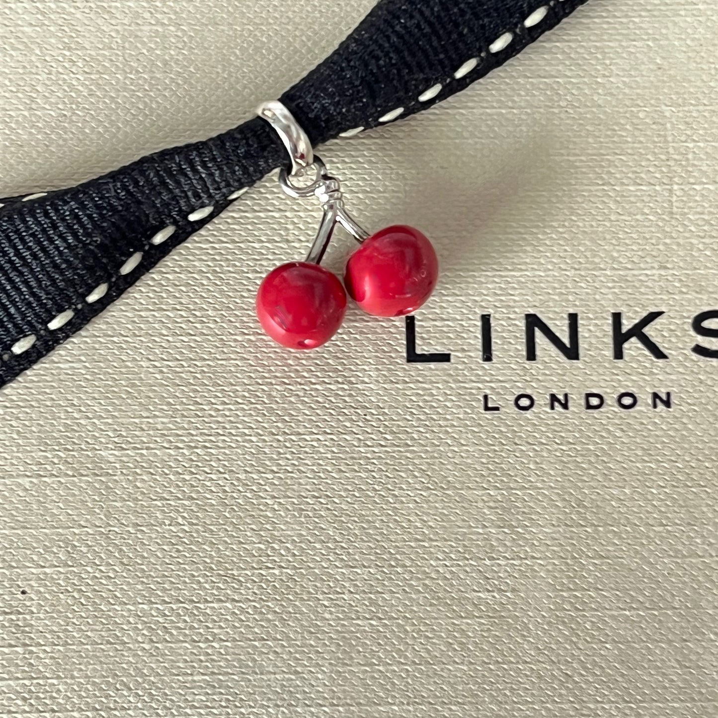 Links of London Sterling Silver two Cherry Charm with Red Enamel.  Perfect New be the first to own this.