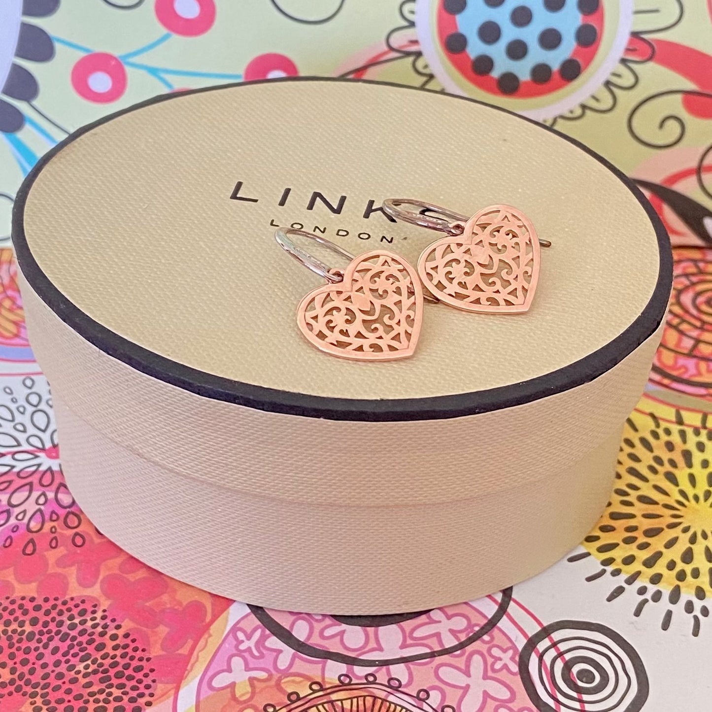 Links of London Rose Gold and Silver Tapestry Heart Earrings