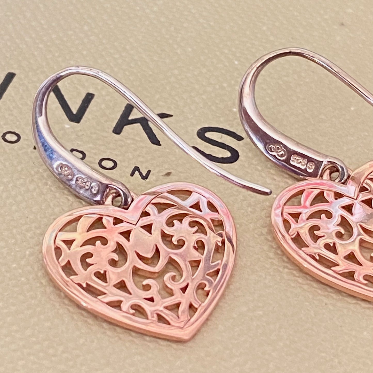 Links of London Rose Gold and Silver Tapestry Heart Earrings