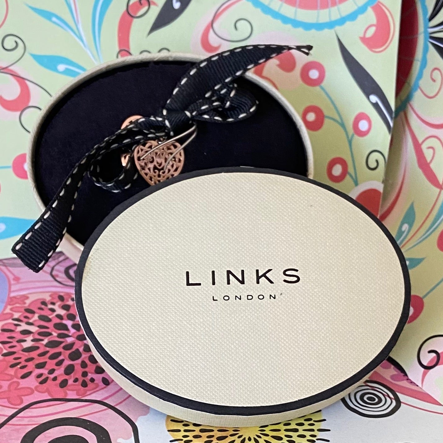 Links of London Rose Gold and Silver Tapestry Heart Earrings