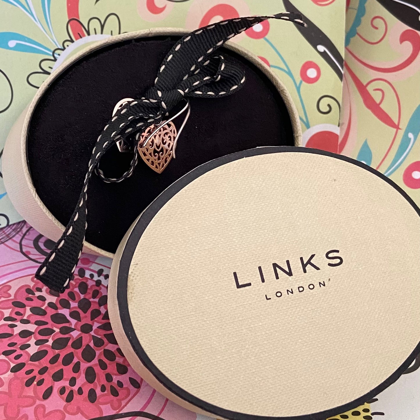 Links of London Rose Gold and Silver Tapestry Heart Earrings