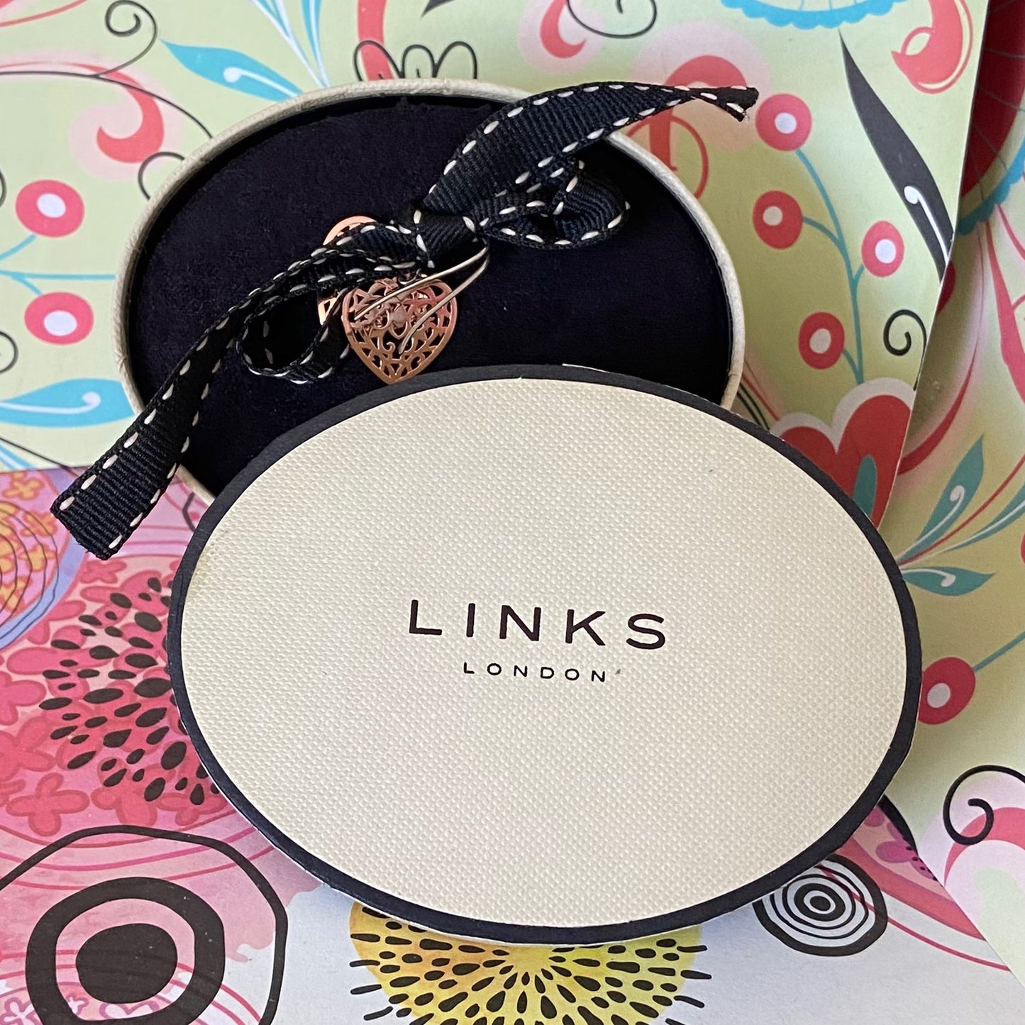 Links of London Rose Gold and Silver Tapestry Heart Earrings