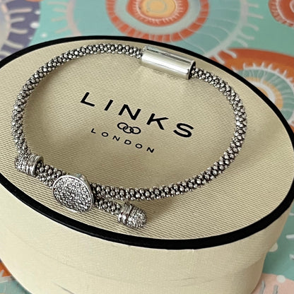 Links of London Rare Sterling Silver Star Dust Round Bracelet with a magnetic clasp