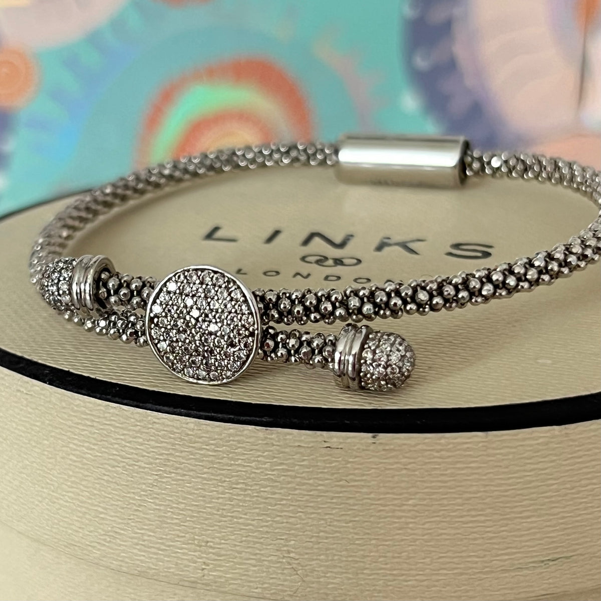 Links of London Rare Sterling Silver Star Dust Round Bracelet with a magnetic clasp