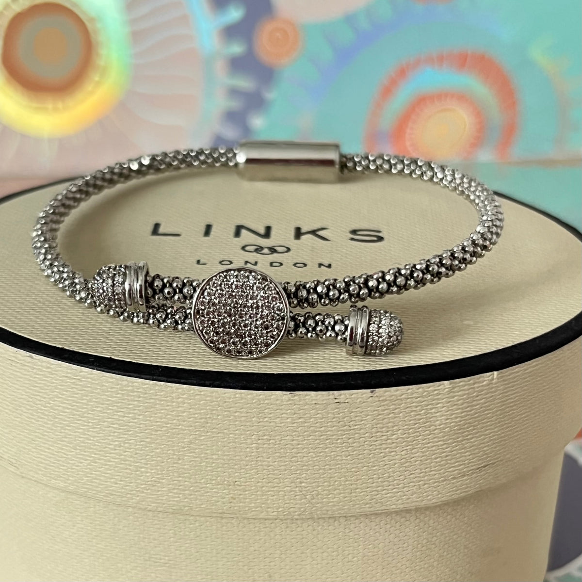 Links of London Rare Sterling Silver Star Dust Round Bracelet with a magnetic clasp