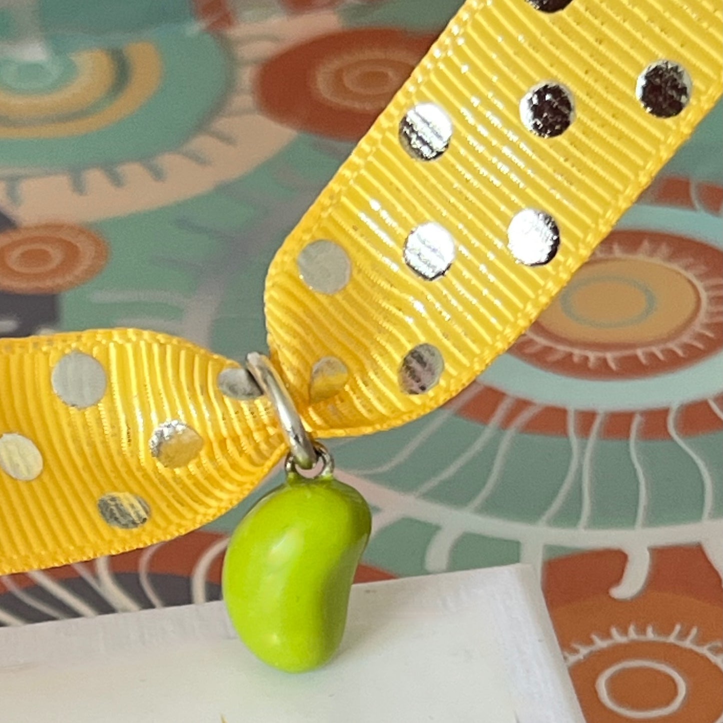 Lovely Green enamel Bean Charm