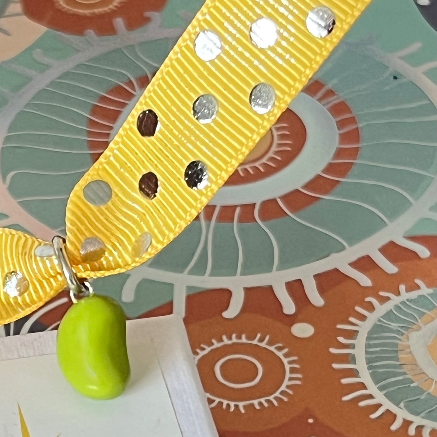 Lovely Green enamel Bean Charm