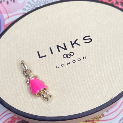 Links of London Girl Rag Doll Charm Bright Pink