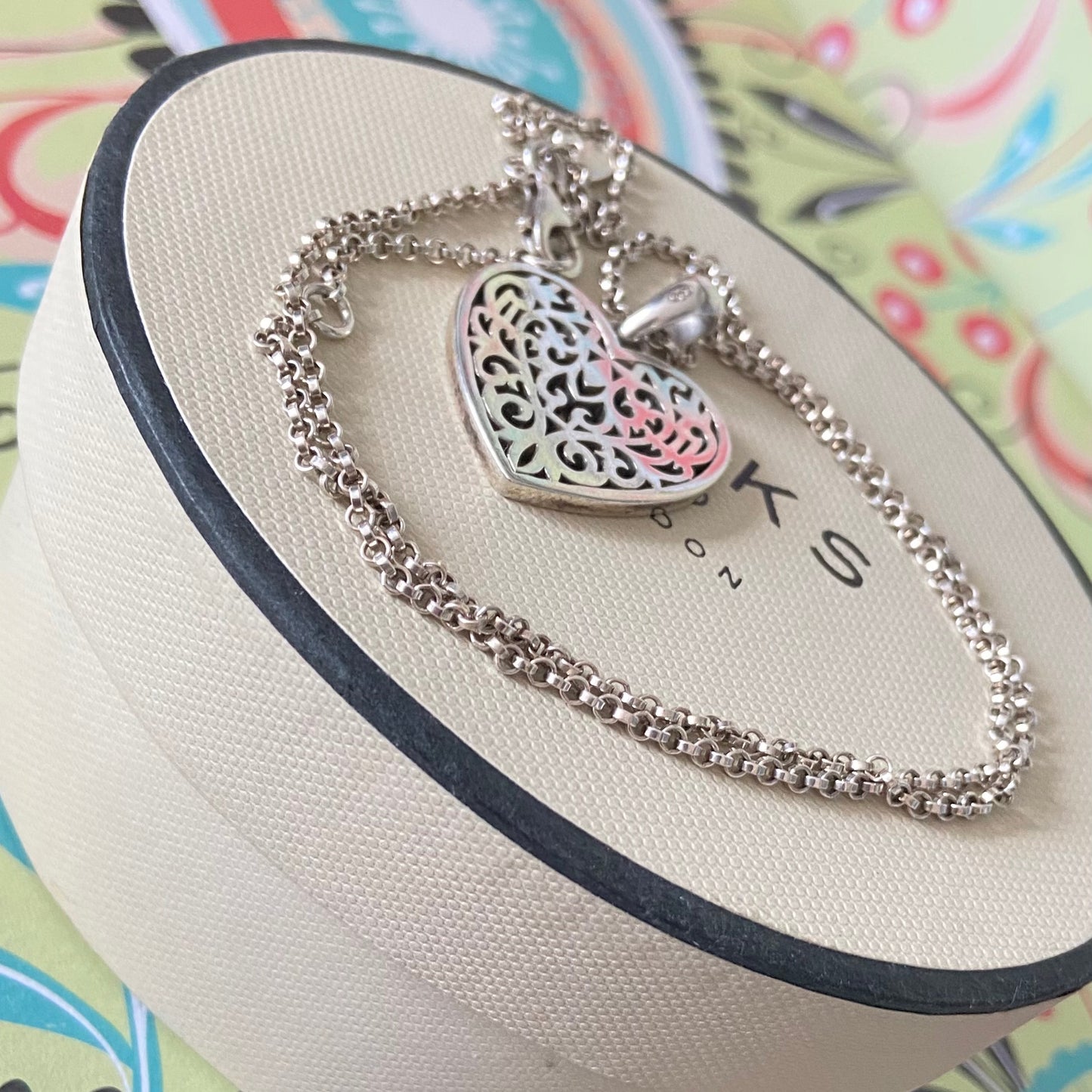 Links of London Necklace with a Tapestry Heart Pendent