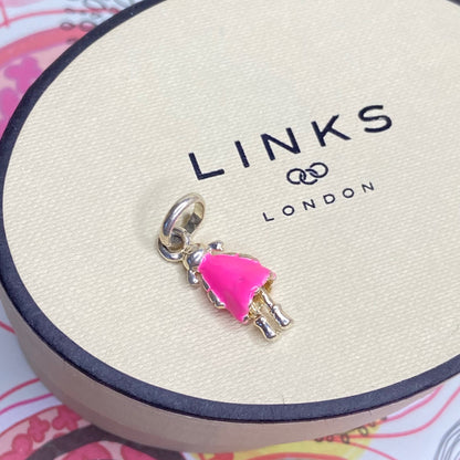 Links of London Girl Rag Doll Charm Bright Pink