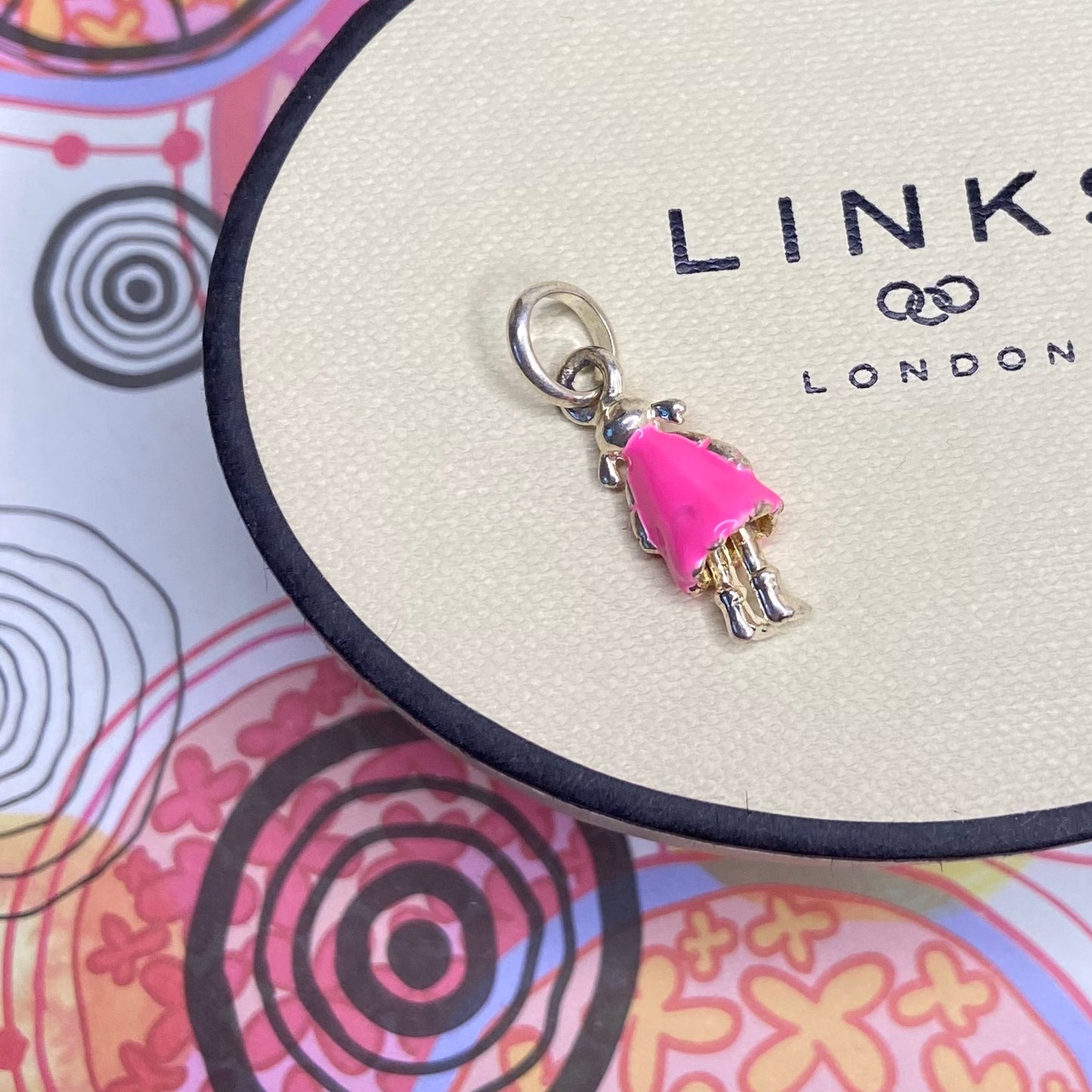Links of London Girl Rag Doll Charm Bright Pink