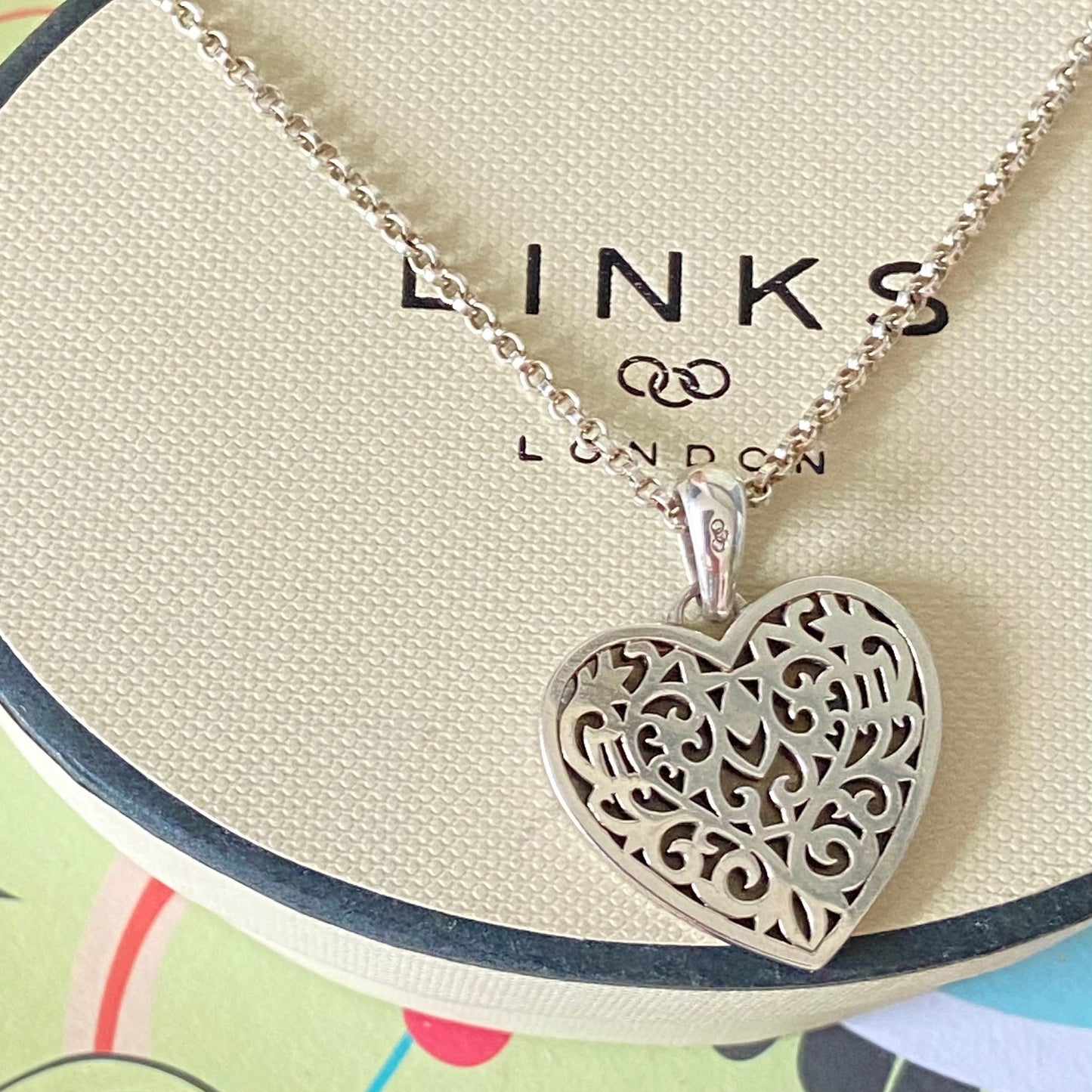 Links of London Necklace with a Tapestry Heart Pendent