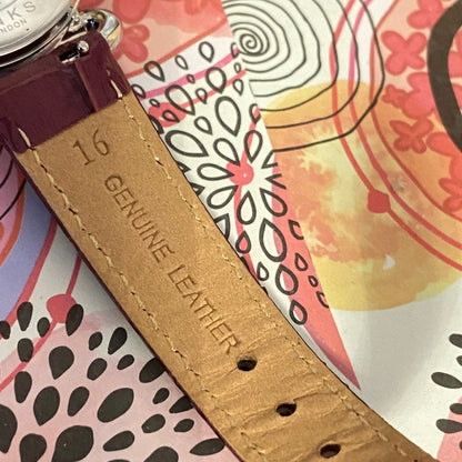 Links of London Driver Watch, Silver tone with a Purple Leather Strap.