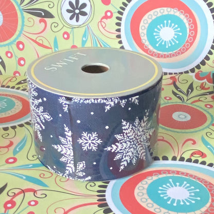 2.5" x 10 Yard Snowflake Design Ribbon midnight Blue colour