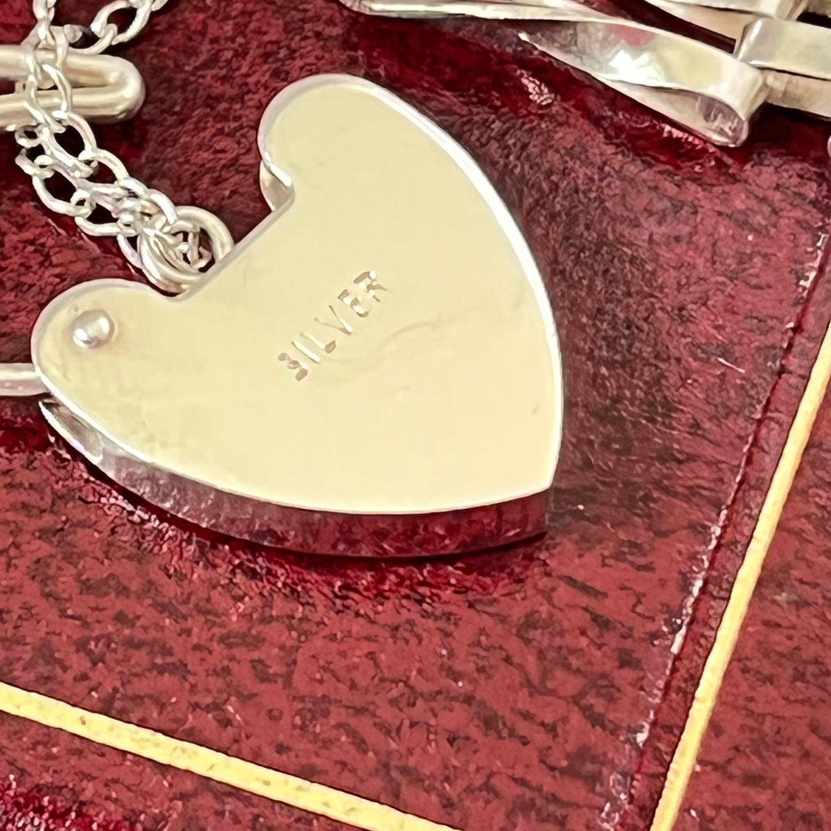Sterling Silver 5 Gate Vintage Bracelet Stamped 925 with the Heart Lock Charm and safety chain.  22grams of Sterling Silver