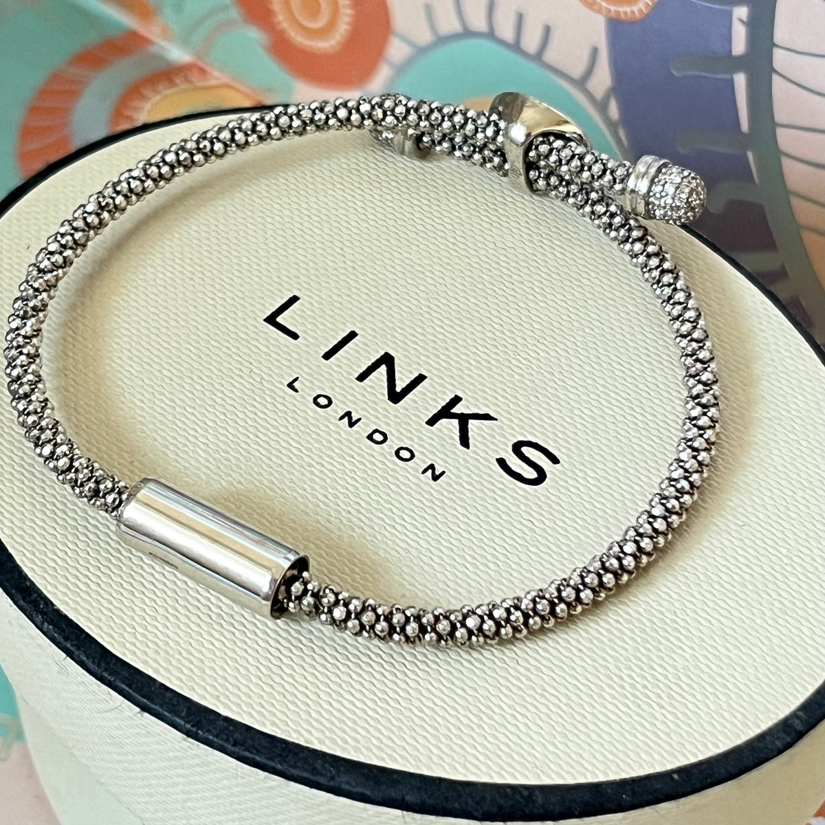 Links of London Rare Sterling Silver Star Dust Round Bracelet with a magnetic clasp