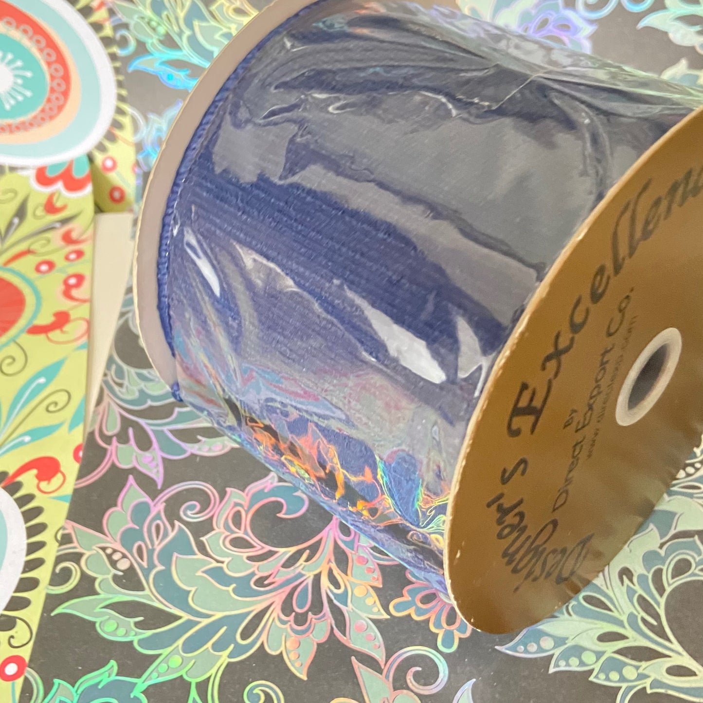 4" x 10 Yard Ribbed  Ribbon Midnight Blue colour