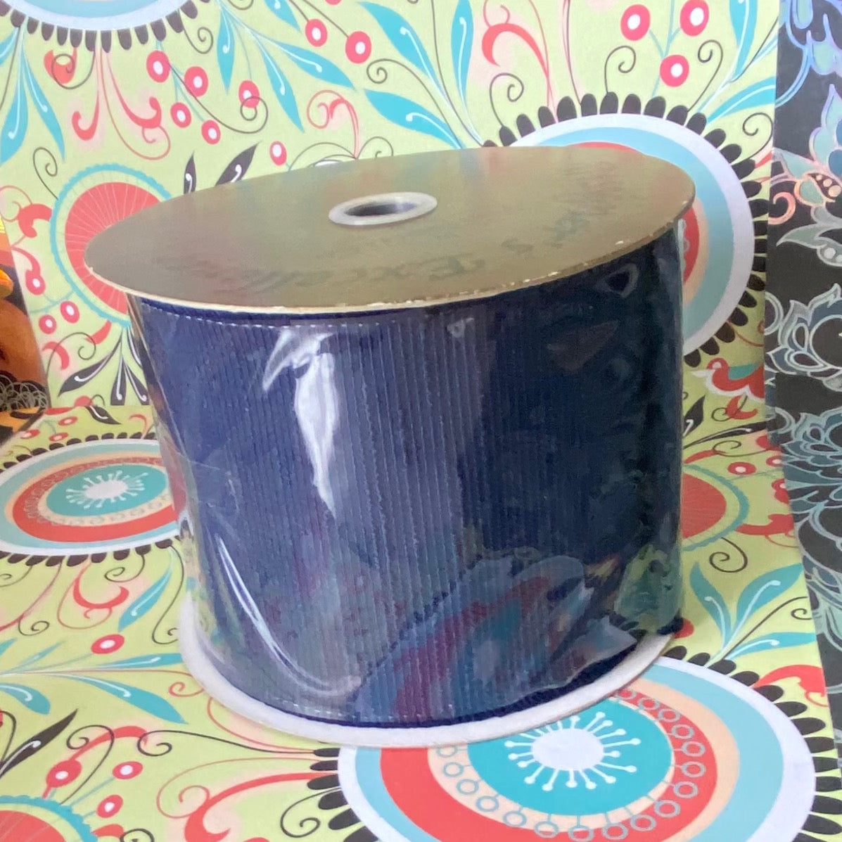 4" x 10 Yard Ribbed  Ribbon Midnight Blue colour