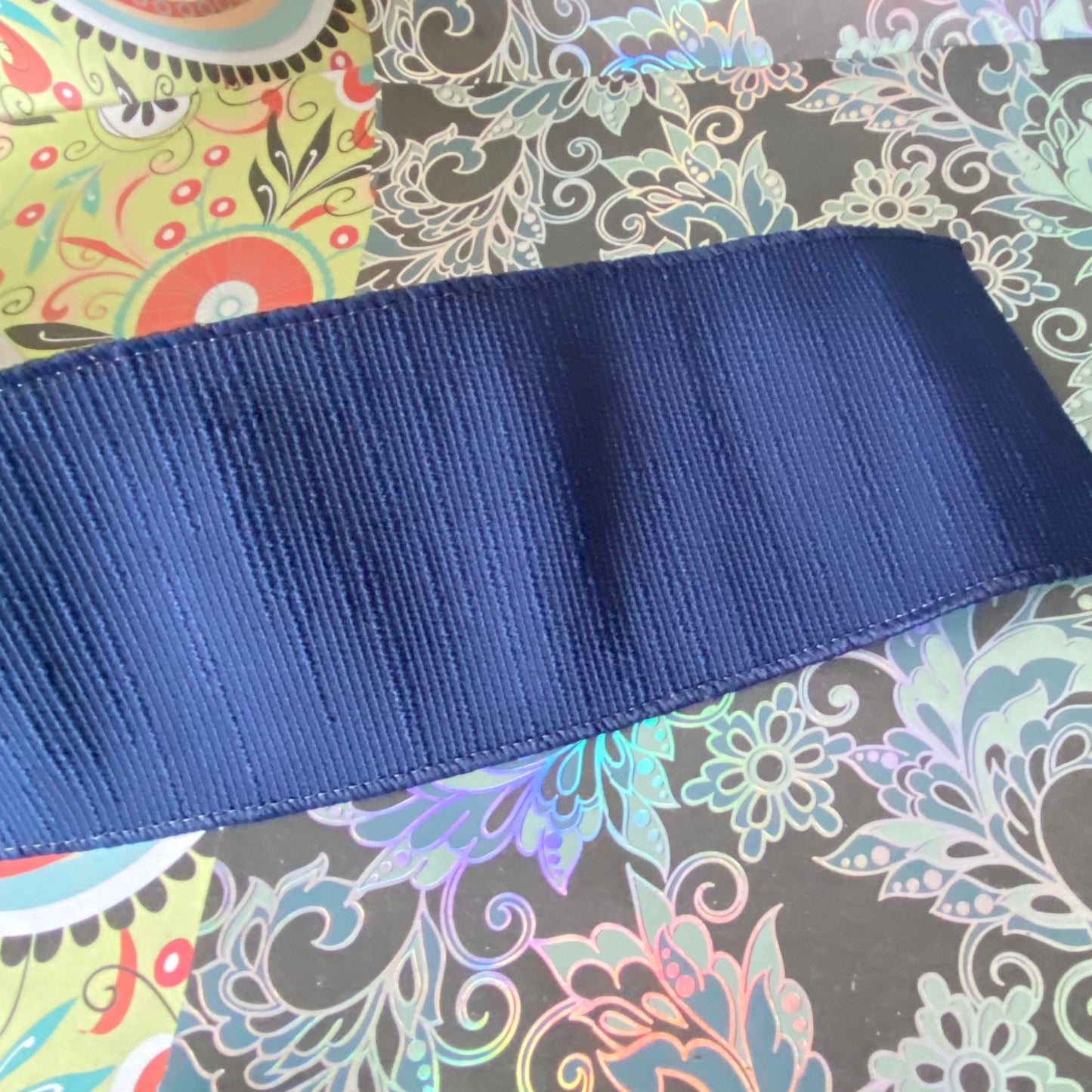 4" x 10 Yard Ribbed  Ribbon Midnight Blue colour