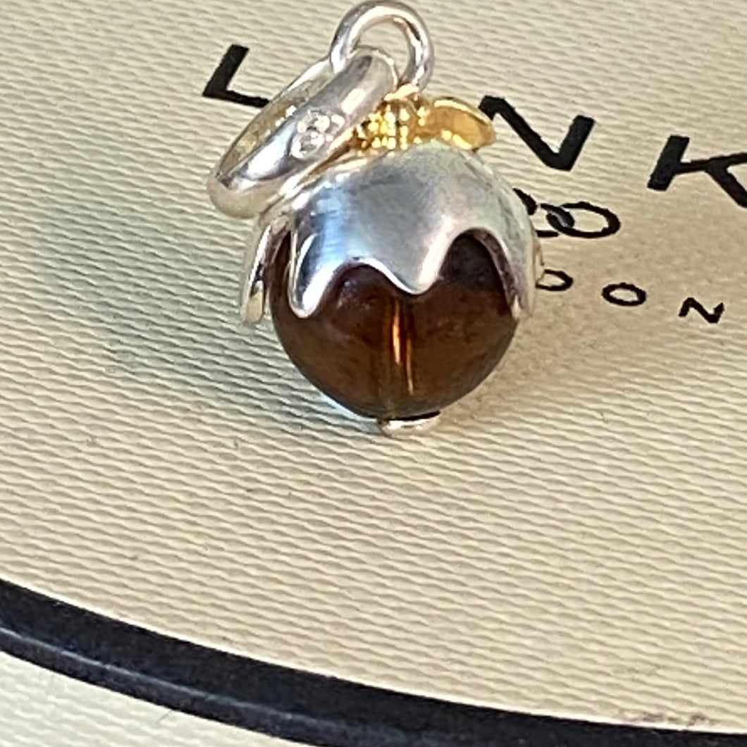 Links of London Sterling Silver 925 Christmas Pudding with 18ct Vermeil Holly Charm