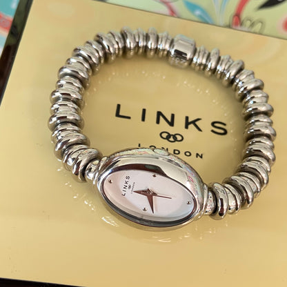 Very rare New Links of London delicate Silver Sweetheart Stainless Steel Watch.