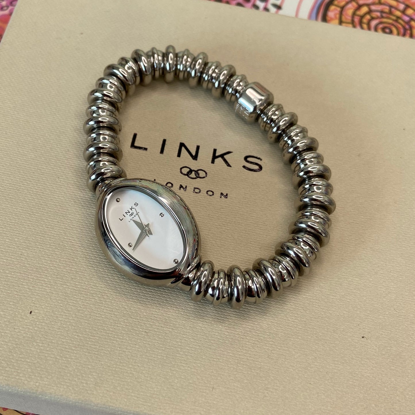 Very rare New Links of London delicate Silver Sweetheart Stainless Steel Watch.