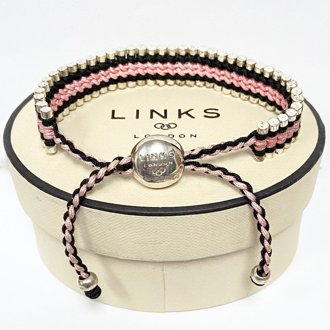 Links of London Pink and Black Beautiful Friendship Bracelet.