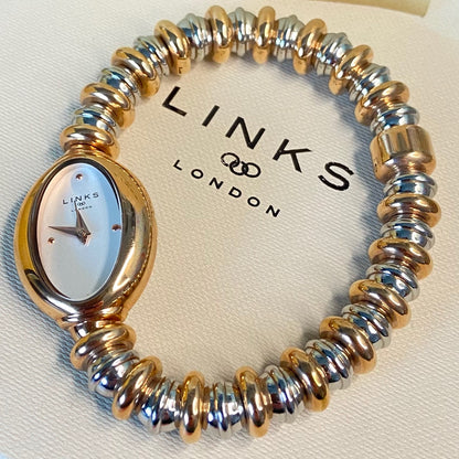 Very rare New Links of London delicate Two Tone Gold and Silver Sweetheart Stainless Steel Watch.