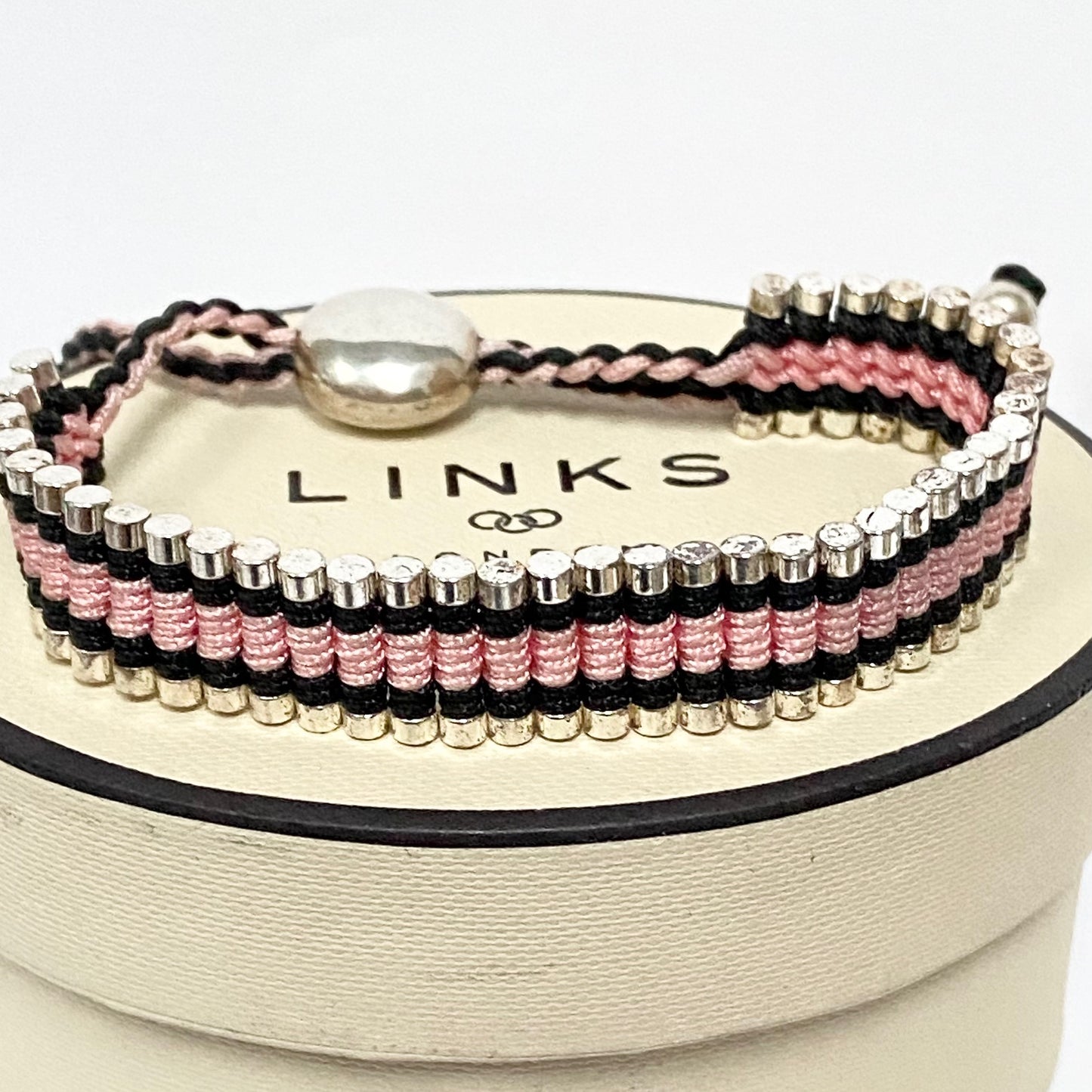Links of London Pink and Black Beautiful Friendship Bracelet.