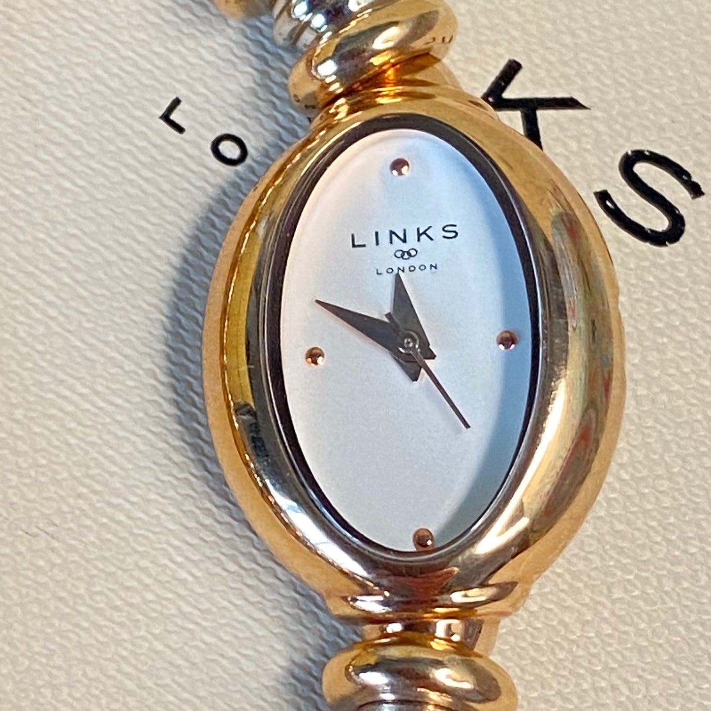 Very rare New Links of London delicate Two Tone Gold and Silver Sweetheart Stainless Steel Watch.