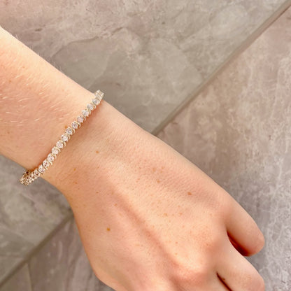 Sterling Silver Tennis Bracelet with Clear Crystal Cubic Zirconia Stones