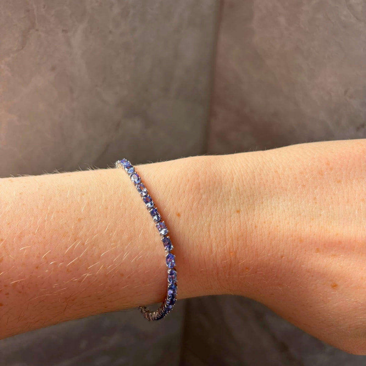 New! Natural Tanzanite Tennis Bracelet crafted from 925 Sterling Silver